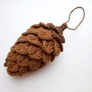 Pine cone crochet pattern, Christmas ornament, woodland holiday decorations_PDF download image 3