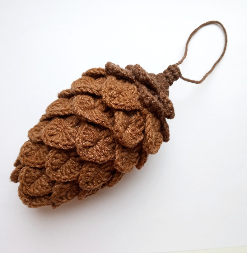 Pine cone crochet pattern, Christmas ornament, woodland holiday decorations_PDF download image 3