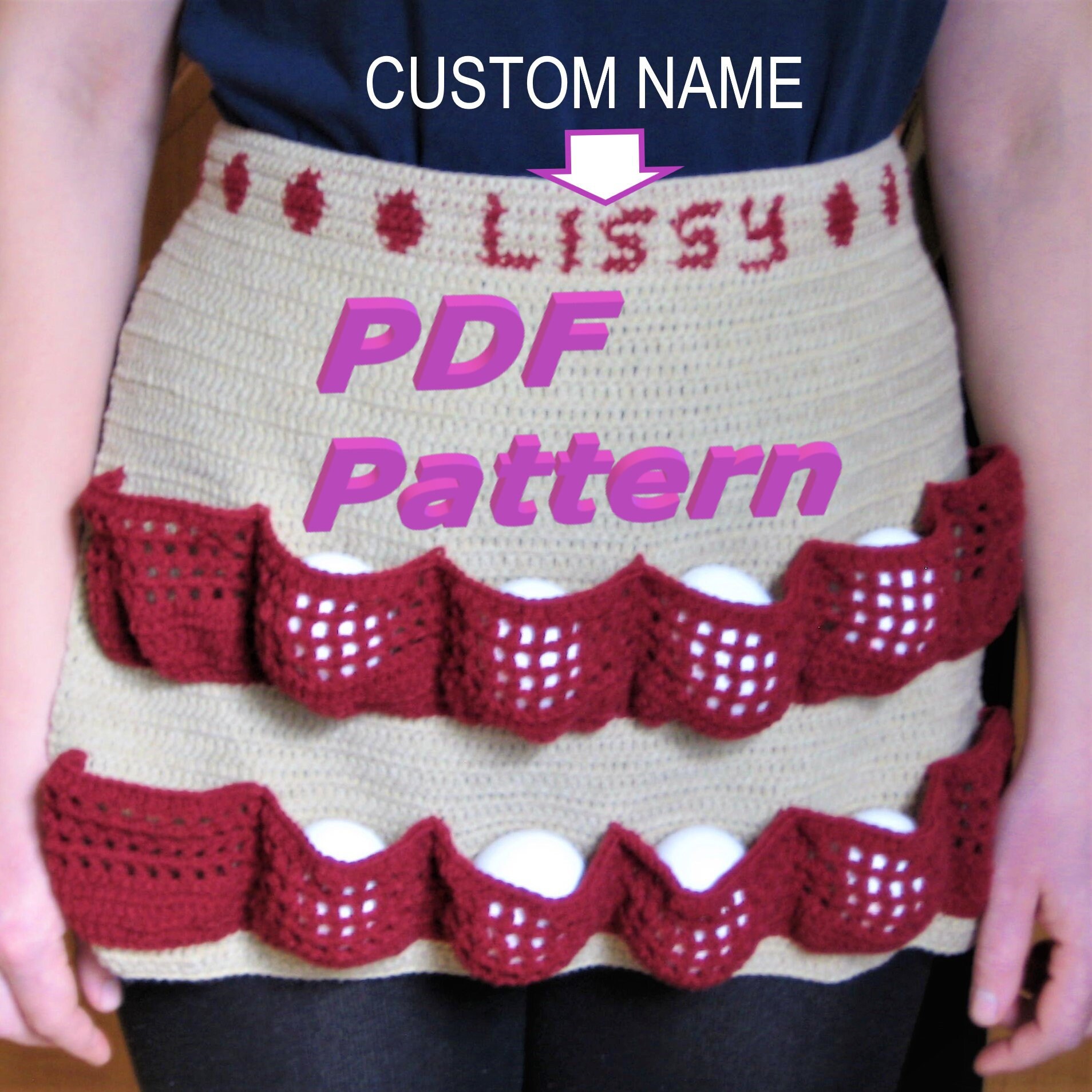 Egg Gathering Apron Crochet Pattern Kids Name Personalized Etsy Ireland
