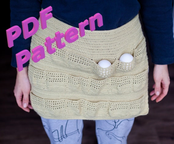 Egg Apron Crochet Pattern for Egg Gathering, Chicken Egg Holder Farmhouse  for Women, 18 Pockets_easy LEVEL 