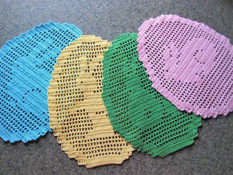 Crochet for beginner blue placemats doily pattern easter Etsy