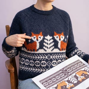 Fair Isle Fox Knitting Pattern: Scandinavian Stranded Knit (Set of 5 PDF Charts)