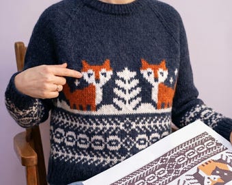 Fair Isle Fox Knitting Pattern: Scandinavian Stranded Knit (Set of 5 PDF Charts)