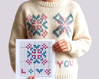 Fair Isle Knitting Pattern: LOVE YOU Coded Colorwork (PDF)