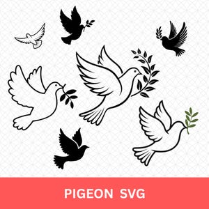 Pigeon SVG Bundle | Dove Silhouette SVG | Bird Clipart Cut Files | Pigeon & Dove SVG for Cricut | Instant Digital Download