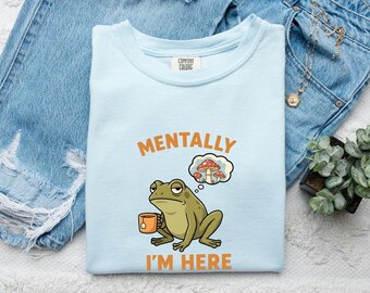 Frog Tea Shirt Animals Wildlife Gift Women Animated Tee Toad Drink T-Shirt Creature Fan Cartoon Tshirt Conservation Graphic Classic Fungi