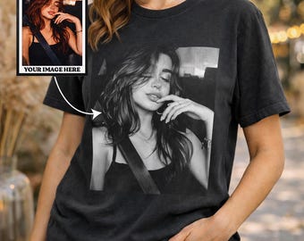 Custom Photo Shirt Comfort Colors®, Personalized Picture Tee, Upload Your Own Image, Vintage Gift for Girlfriend or Boyfriend