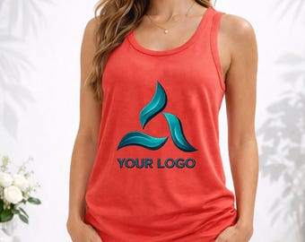 Custom Text Embroidered Tank Top, Personalized Text Girly Tee, Gift for Her, Custom Tank Top, Personalized Photo Tank Top
