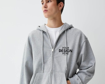 Custom Zipper Hoodie, Customized Picture Jacket, Custom Logo Printed, Business Team Logo Zipper Hoodie, Personalized Gifts, Full-Zip Hoodie