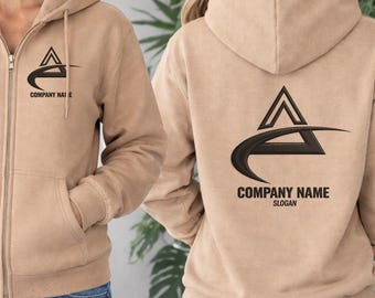 Embroidered Zip up Custom hoodie, Personalised Work Hoodie with Logo/Text, Full Zip Staff Hoodie, Business Team Gift, Custom Zip Hoodie
