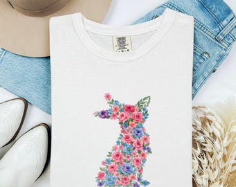 Blossom Dog Shirt Animals & Flowers Animal Gift Women Modern Tee Puppy T-Shirt Pet Fan Floral Tshirt Creature Graphic Leaf Rose Flowers