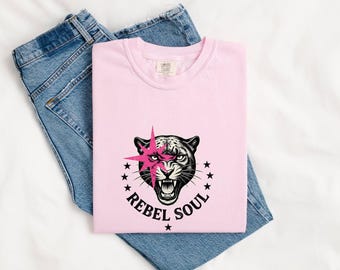 Leopard Head Shirt Animals Rock Gift Women Tattoo Tee Leopard T-Shirt Wildlife Fan Tattooed Tshirt Metal Graphic Vintage Star Tshirt