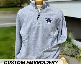 Custom Embroidered Quarter Zip Windbreaker Zip Up Performance Lightweight Custom Embroiderer Full Color Quarter Zip Text Logo Monogram Gifts