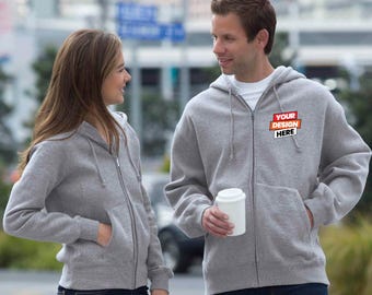 Custom Zipper Hoodie, Customized Picture Jacket, Custom Logo Printed, Business Team Logo Zipper Hoodie, Personalized Gifts, Full-Zip Hoodie
