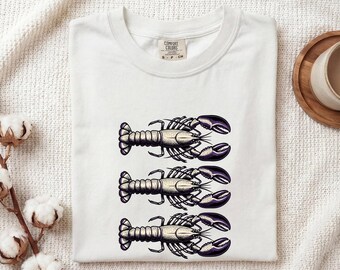 Lobster Art Shirt Animals Aquatic Gift Women Rustic Tee Crayfish T-Shirt Wildlife Fan Crustacean Tshirt Marine Graphic Doodle Ocean Animal