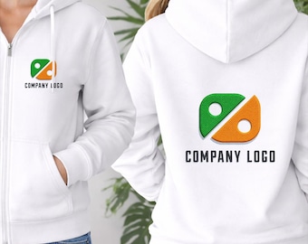 Custom Logo Zip Up Hoodie, Personalized Unisex Sweatshirt, Teacher Name and Apple Zip Pullover, Cute Teacher Gift, Unisex Fit