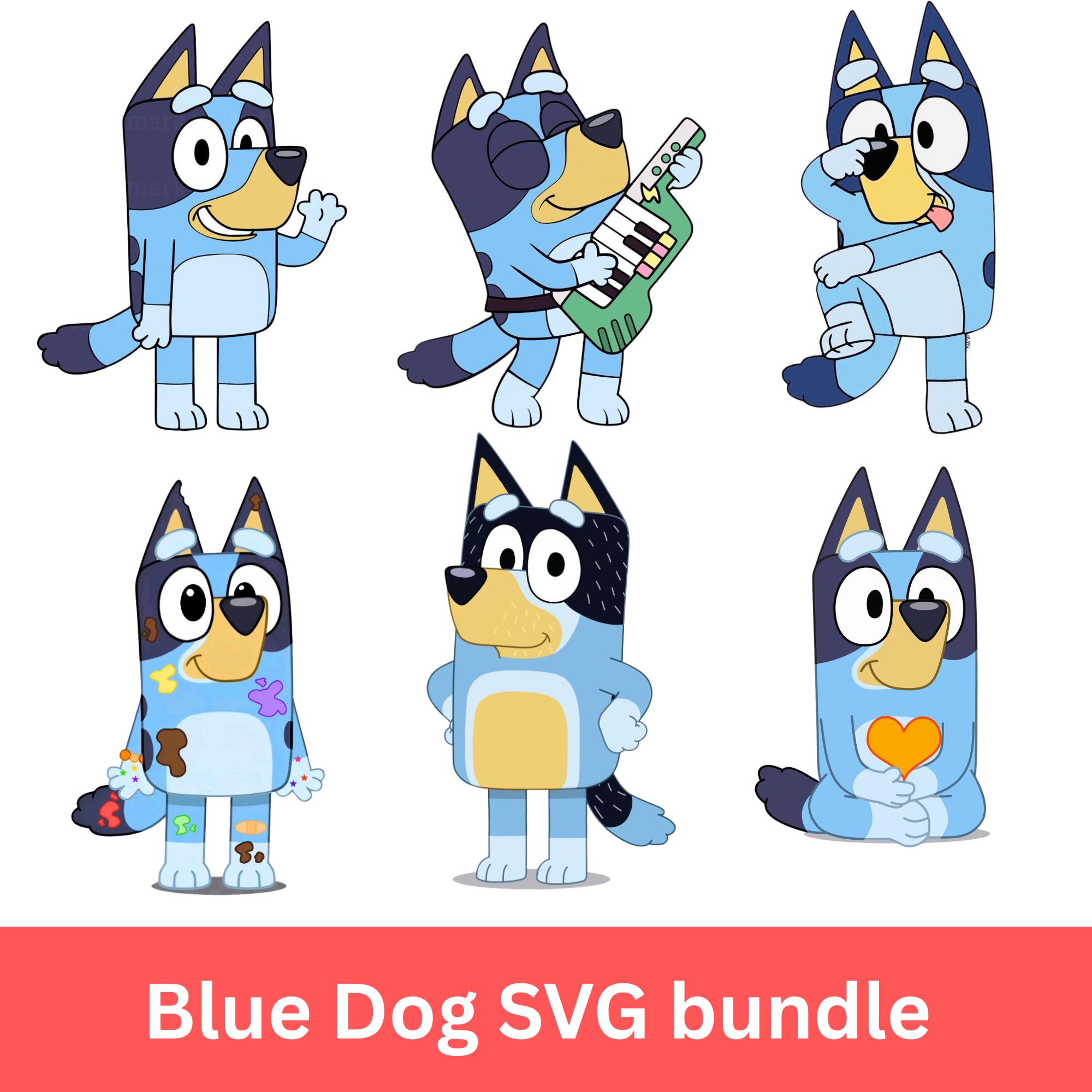 Blue Dog SVG Bundle | Cartoon Dog Family Clipart | Blue Dog Birthday PNG | Cute Puppy Friends | Digital Download for Cricut