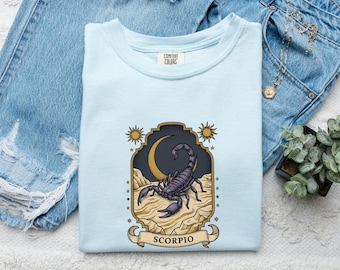 Scorpion Graphic Shirt Zodiac Astrology Gift Women Mystical Tee Scorpion T-Shirt Horoscope Enthusiast Esoteric Tshirt Horoscope Graphic