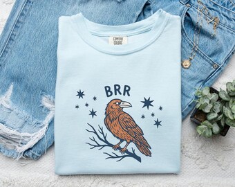 Crow Bird Shirt Animals Outdoors Gift Women Hippie Tee Raven T-Shirt Wildlife Enthusiast Bohemian Tshirt Outdoor Graphic Retro Sparkles