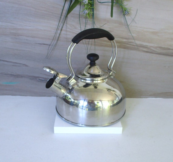 Vintage Whistling Tea Kettle 1.8 QT Stainless Steel Kettle Etsy