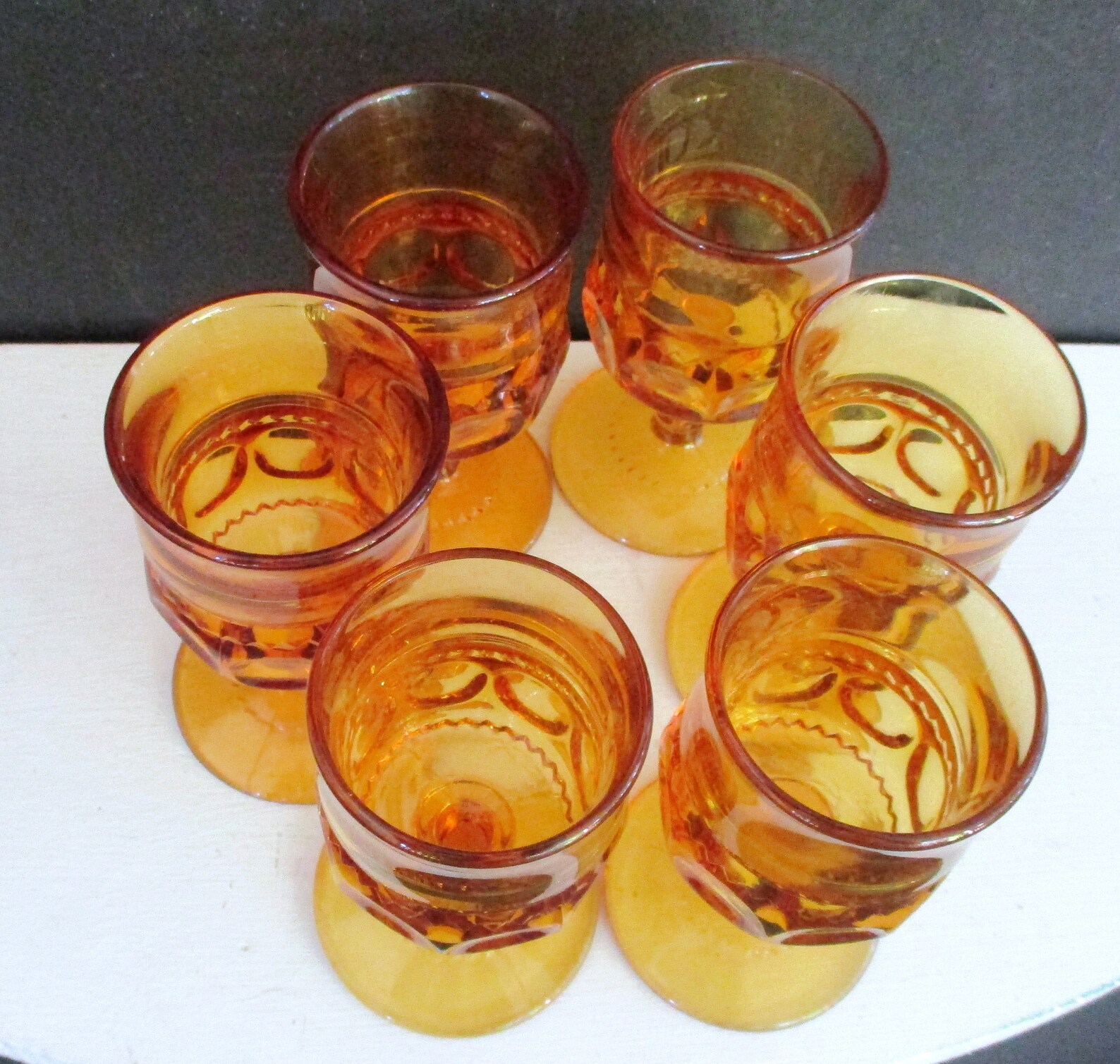 Vintage 6 Amber Glass Shot GlassesVodkaLiqueur Glasses Etsy