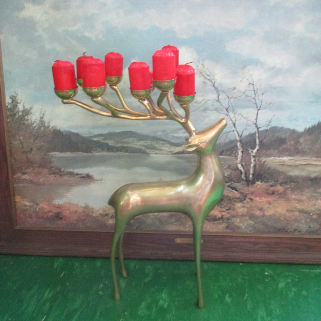 Vintage19 Tall Brass Deer Candle Holder for 10 Etsy