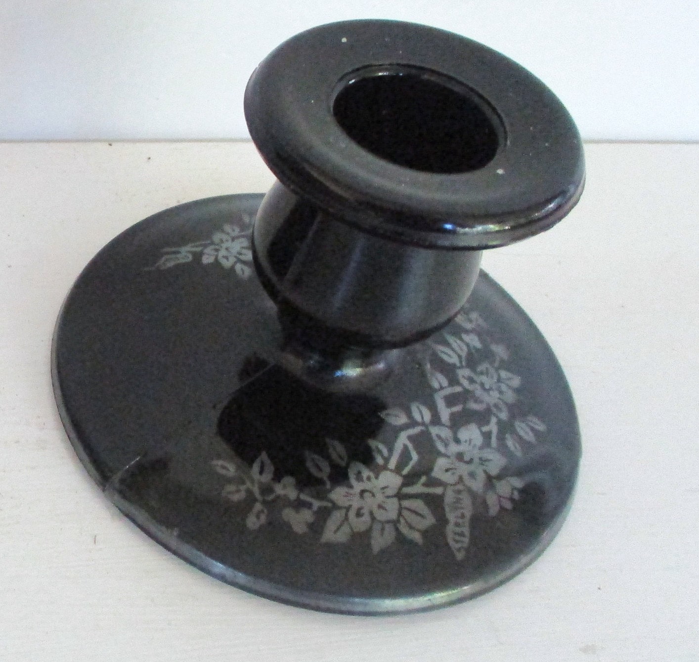 Vintage Black Glass Candlesticks2.5 H Black Candle Etsy UK