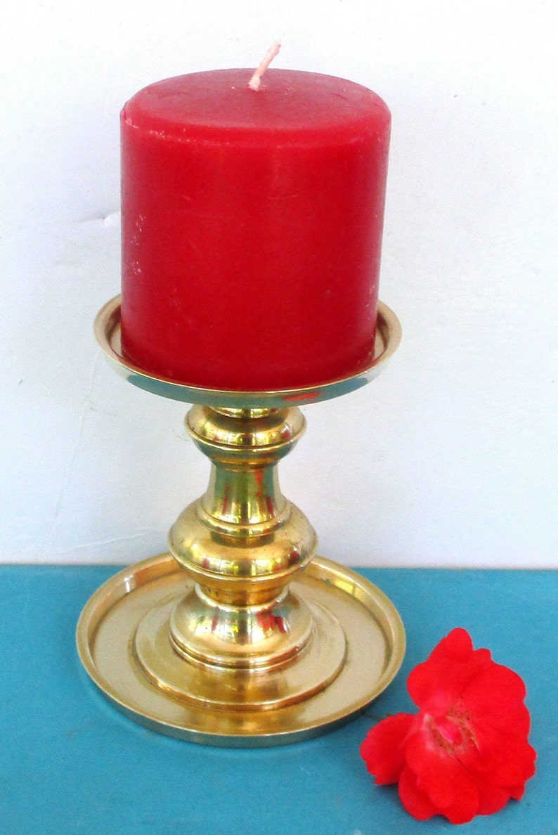 Made in Hong Kong, Taper Plated Candle Holder up to 3.25 Candle Vintage Solid Brass Candle Holder