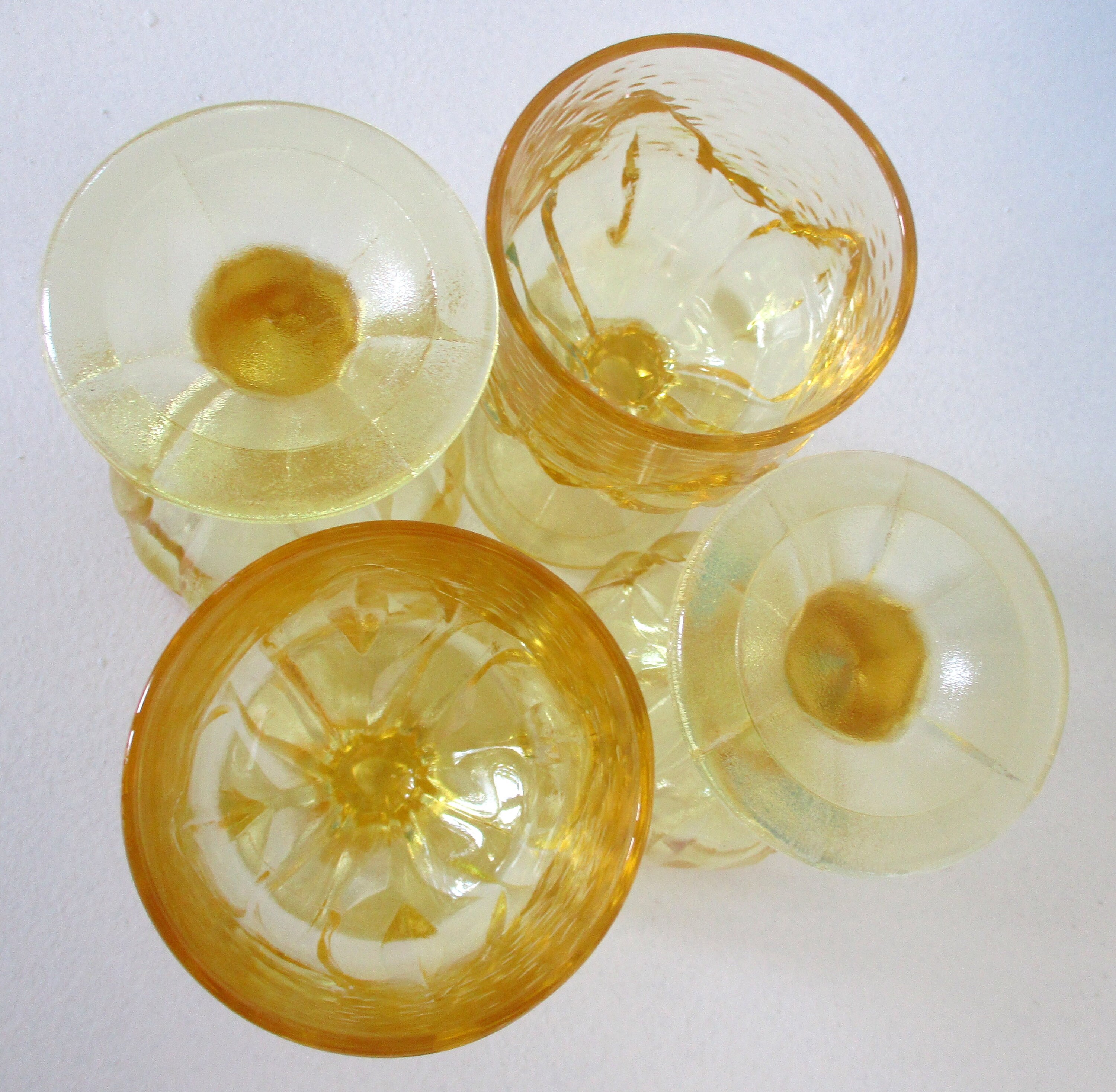 Vintage 4 Yellow Glass Goblets6 Oz Tiffin Etsy