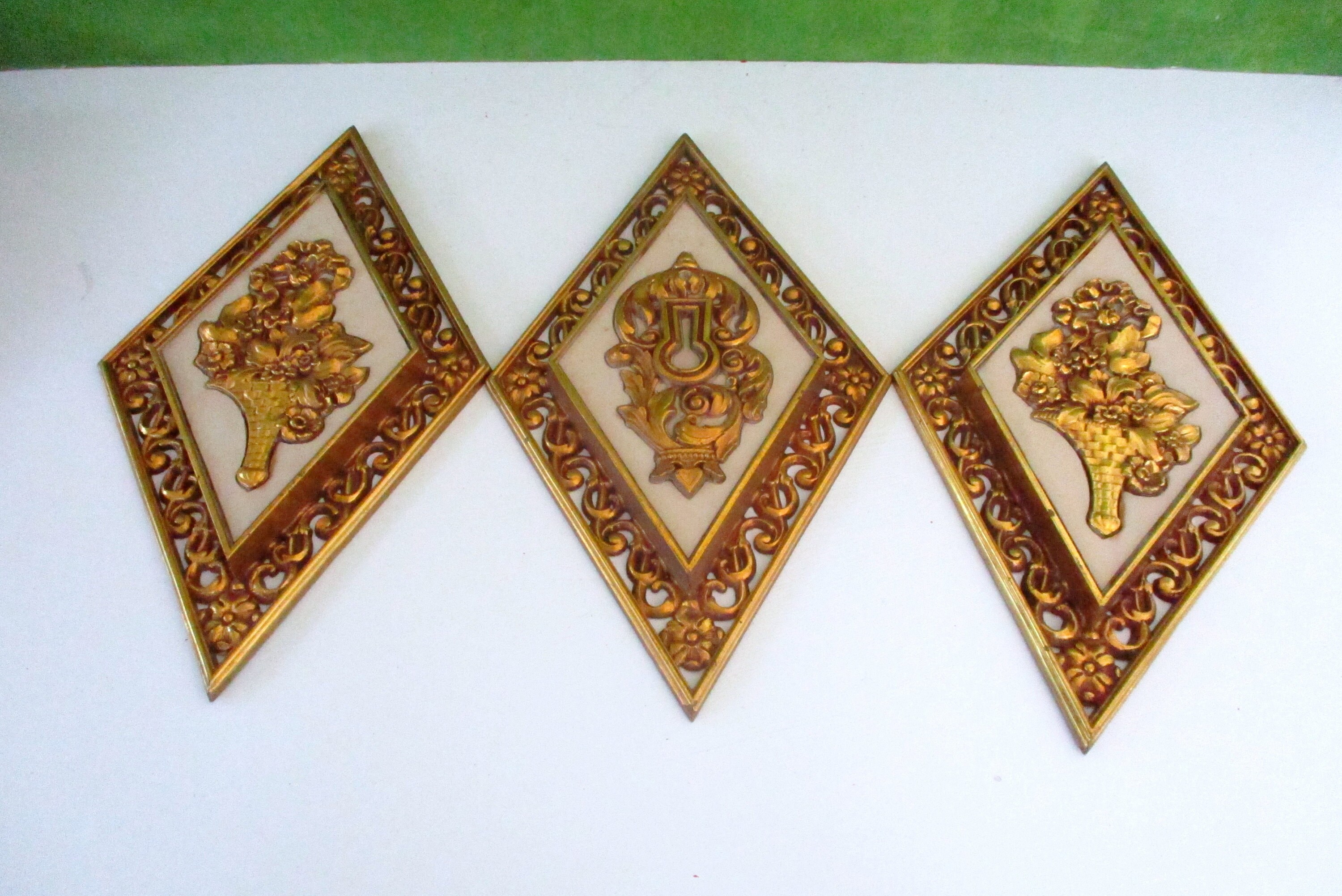 Vintage Wall Decor Plastic plaques3 Dart Ind. USA Gold Etsy