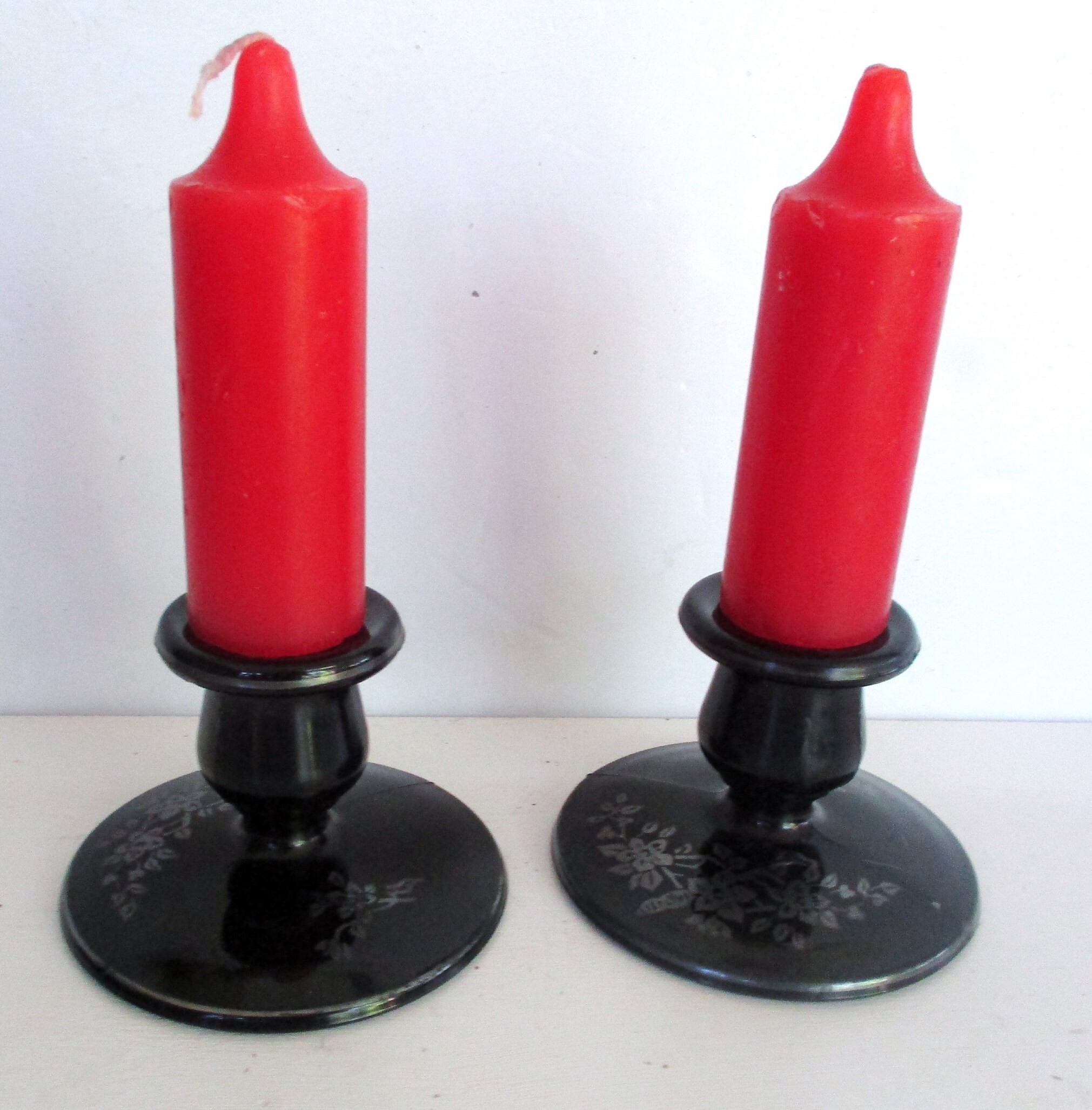Vintage Black Glass Candlesticks2.5 H Black Candle Etsy UK