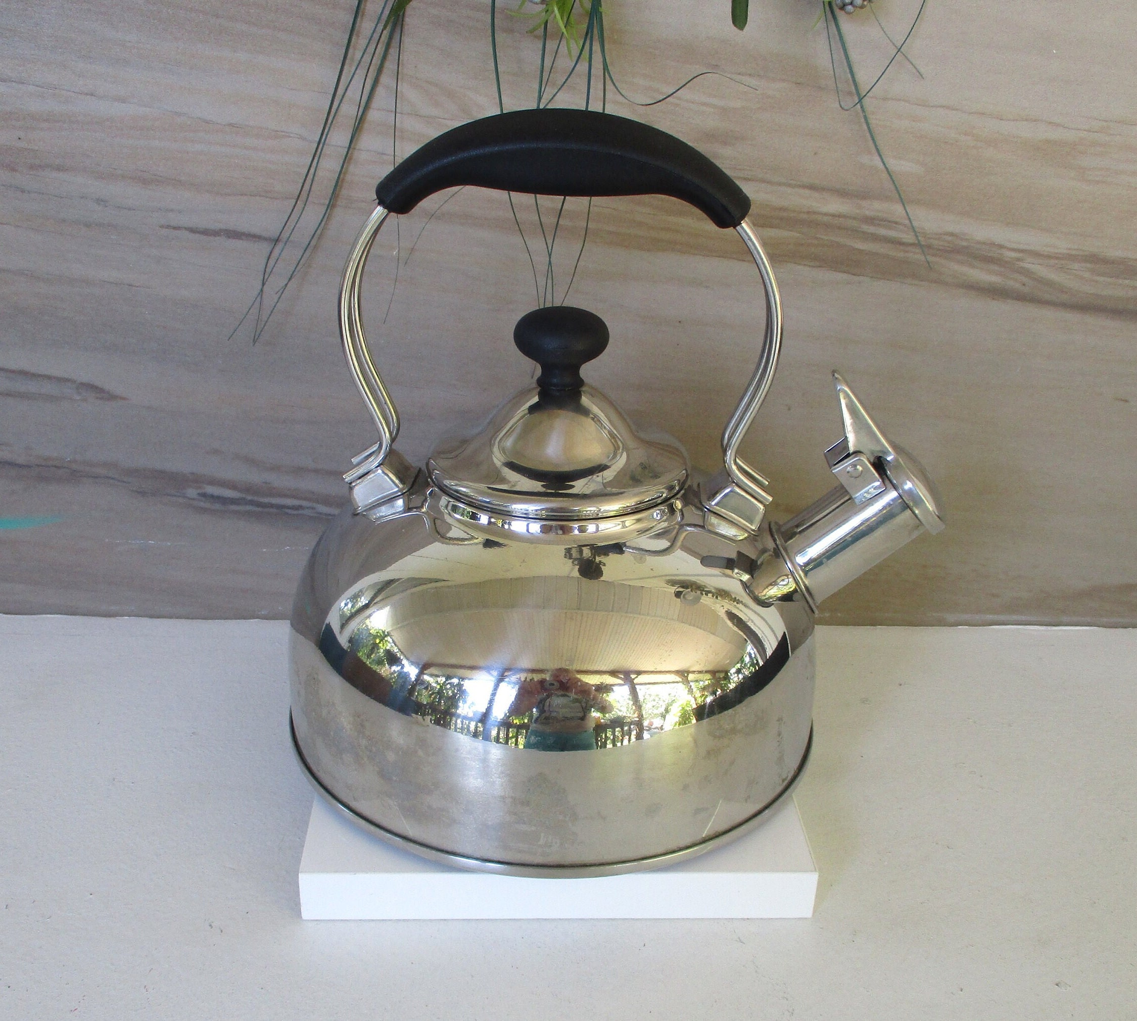 Vintage Whistling Tea Kettle 1.8 QT Stainless Steel Kettle Etsy