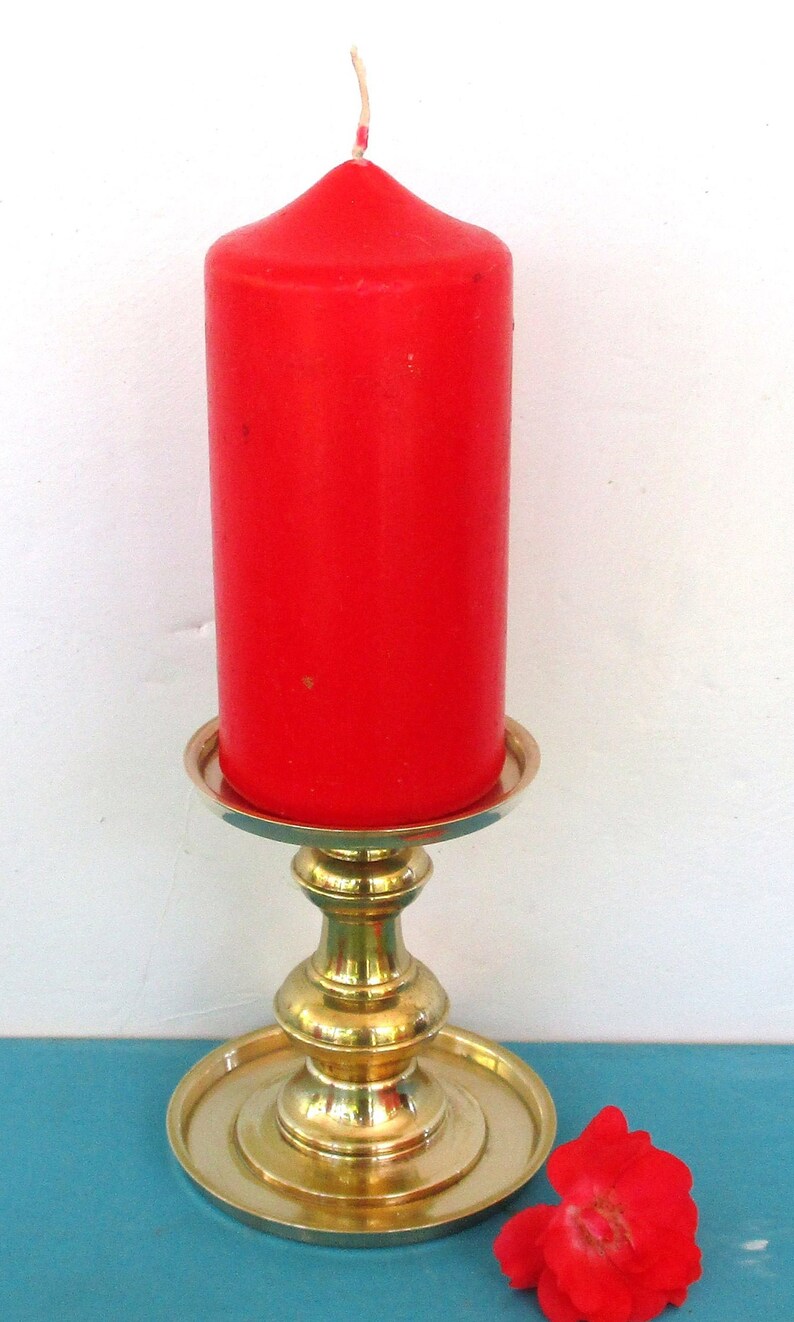 Made in Hong Kong, Taper Plated Candle Holder up to 3.25 Candle Vintage Solid Brass Candle Holder