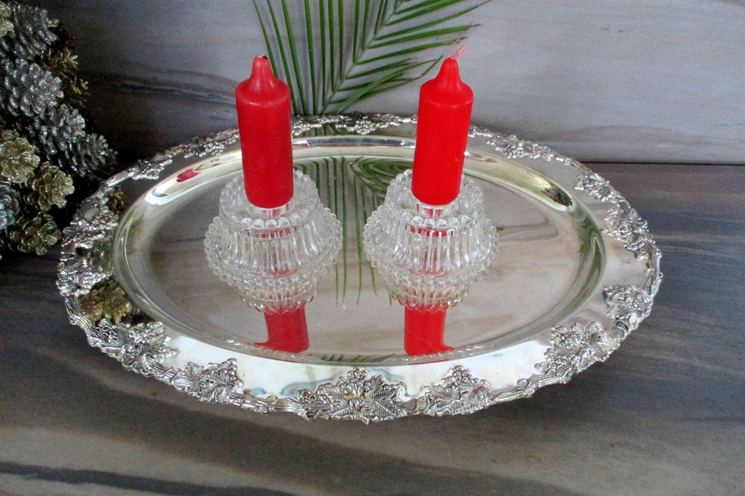 Vintage Clear Glass Candle Holders ,2 Candlesticks,bubble Glass Candle Holders,taper Candle