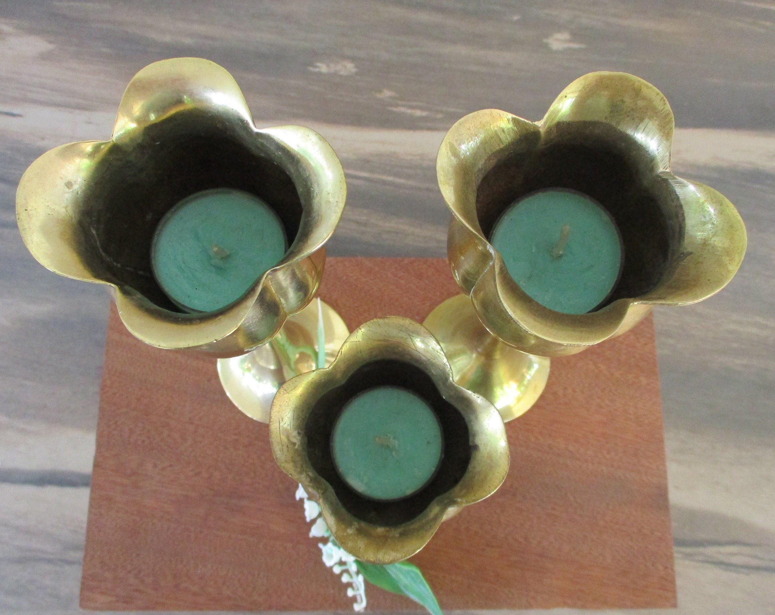 3 Vintage Brass Tulip Shape Candle Holder by ENESCO Hampton Etsy
