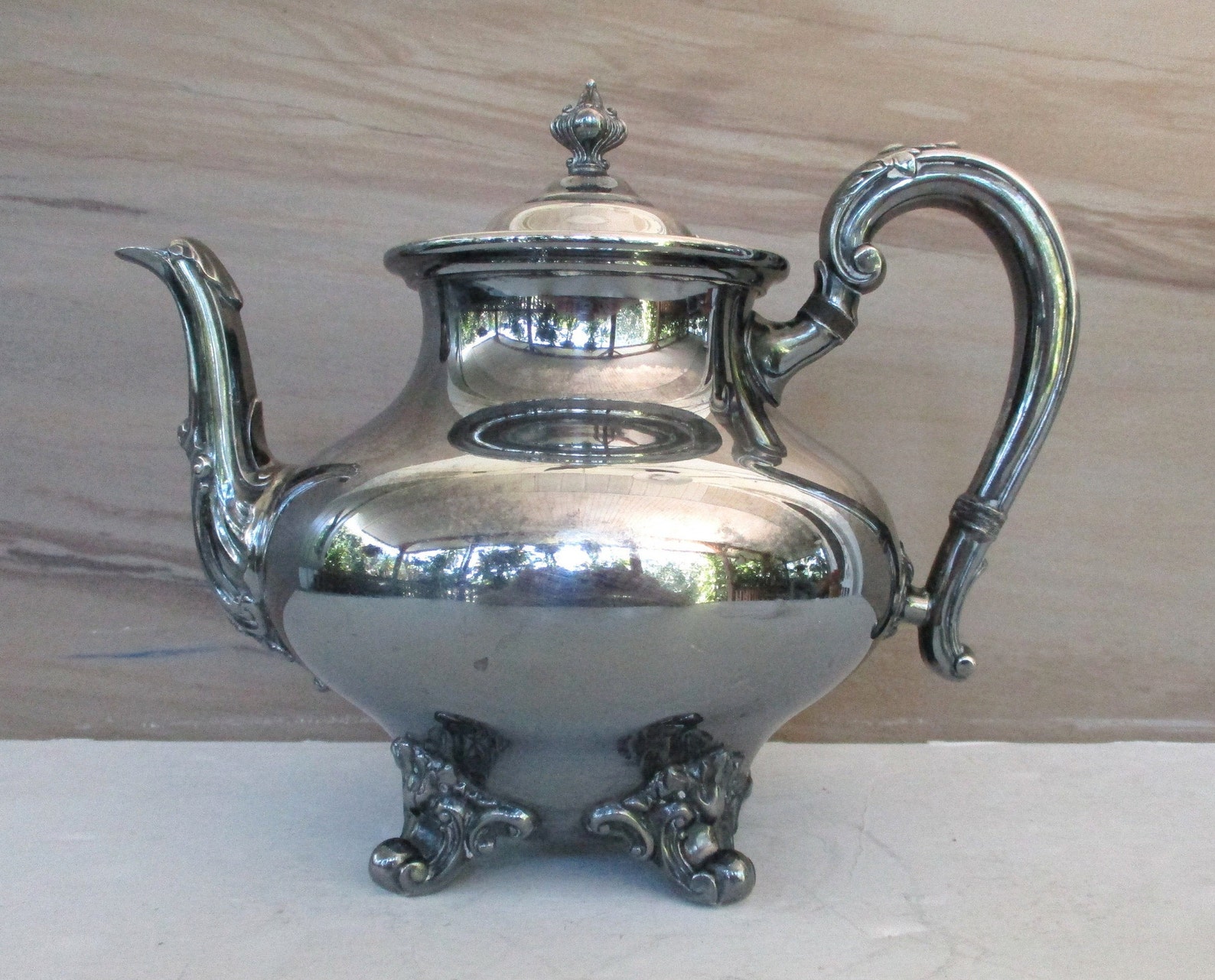 Vintage Silver Plated Pitcher With Attached Lidfooted Etsy