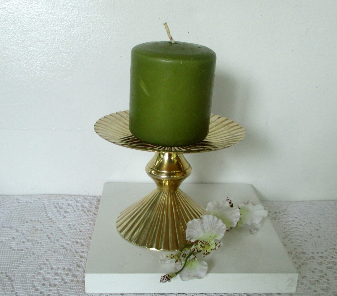 Vintage 4.5 H Brass Single Candle Holdercandle Holder Etsy