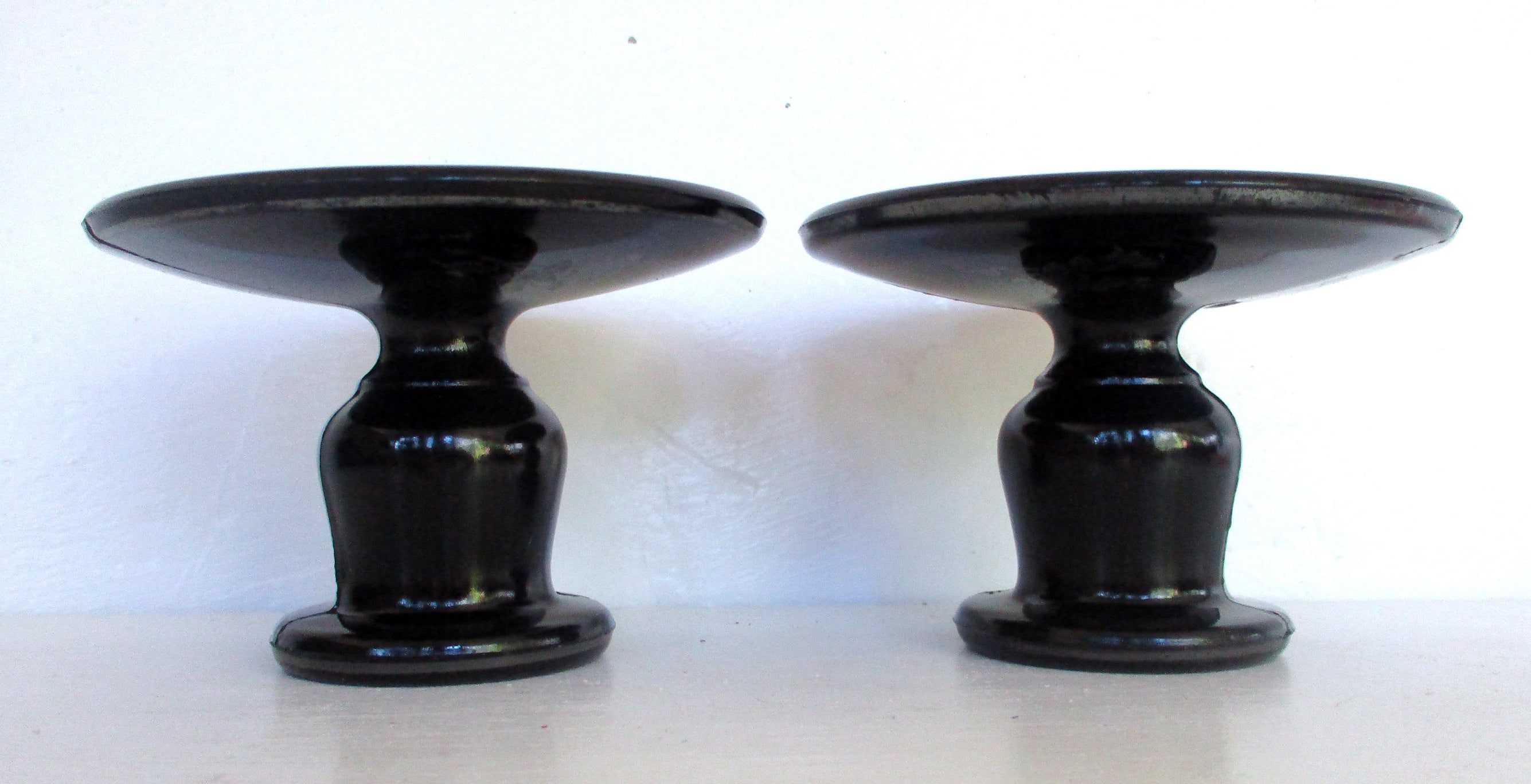 Vintage Black Glass Candlesticks2.5 H Black Candle Etsy UK
