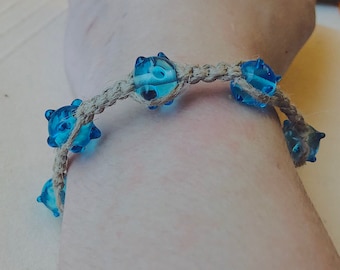 Blue Beaded Macrame Bracelet