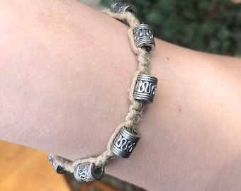 Silver Beaded Macrame Bracelet