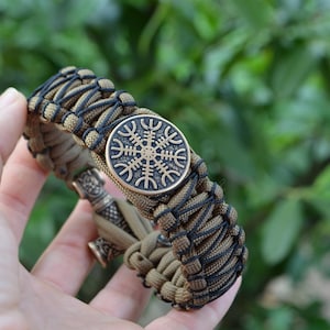 Thor&#39;s Hammer Paracord Bracelet - Handmade Men&#39;s Metal Charm Bracelet, Boss Gift Bracelet, Viking Hammer Men&#39;s Jewelry, Chunky Bronze Metal