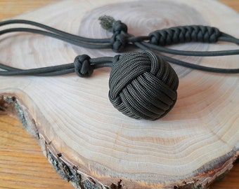 Paracord Monkey Fist Hand Braided Monkey Fist Keychain, Braided paracord monkey fist key chain, green, black