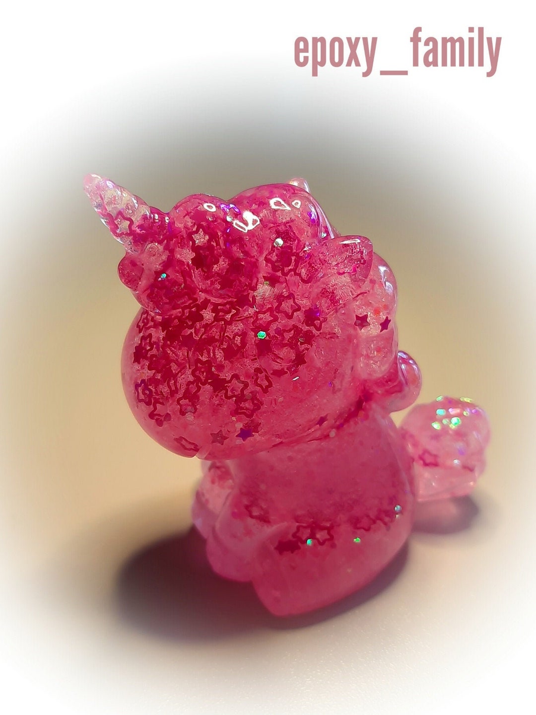 Handmade Pink Glitter Small Unicorn, Unique Cute Unicorn Epoxy Glitter