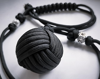 Paracord Monkey Fist Hand Braided Monkey Fist Keychain, Braided paracord monkey fist key chain, green, black