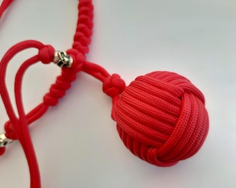 Paracord Monkey Fist Hand Braided Monkey Fist Keychain, Braided paracord monkey fist key chain, green, black