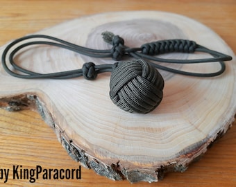 Paracord Monkey Fist Hand Braided Monkey Fist Keychain, Braided paracord monkey fist key chain, green, black