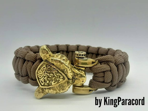 Paracord Bracelet With Bear Clasp, Exclusive for Man, Bronze Clasp,  Accessories Custom, Bracelet Tottem Wolf Celtic Paracord 