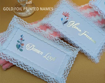 Lace Name Cards Gold | Place Cards for Wedding, Quinceañera, Sweet 16 & Birthdays