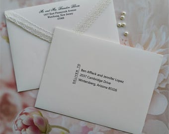 Luxury Lace Trim Envelopes with Printed Addresses | Wedding, Quinceañera, Bridal Shower Invitations | Custom Guest Addressed Envelopes 2026