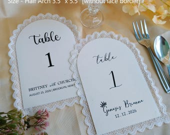 Ivory Lace Arch Table Numbers | Romantic Wedding Decor, Boho Centerpieces